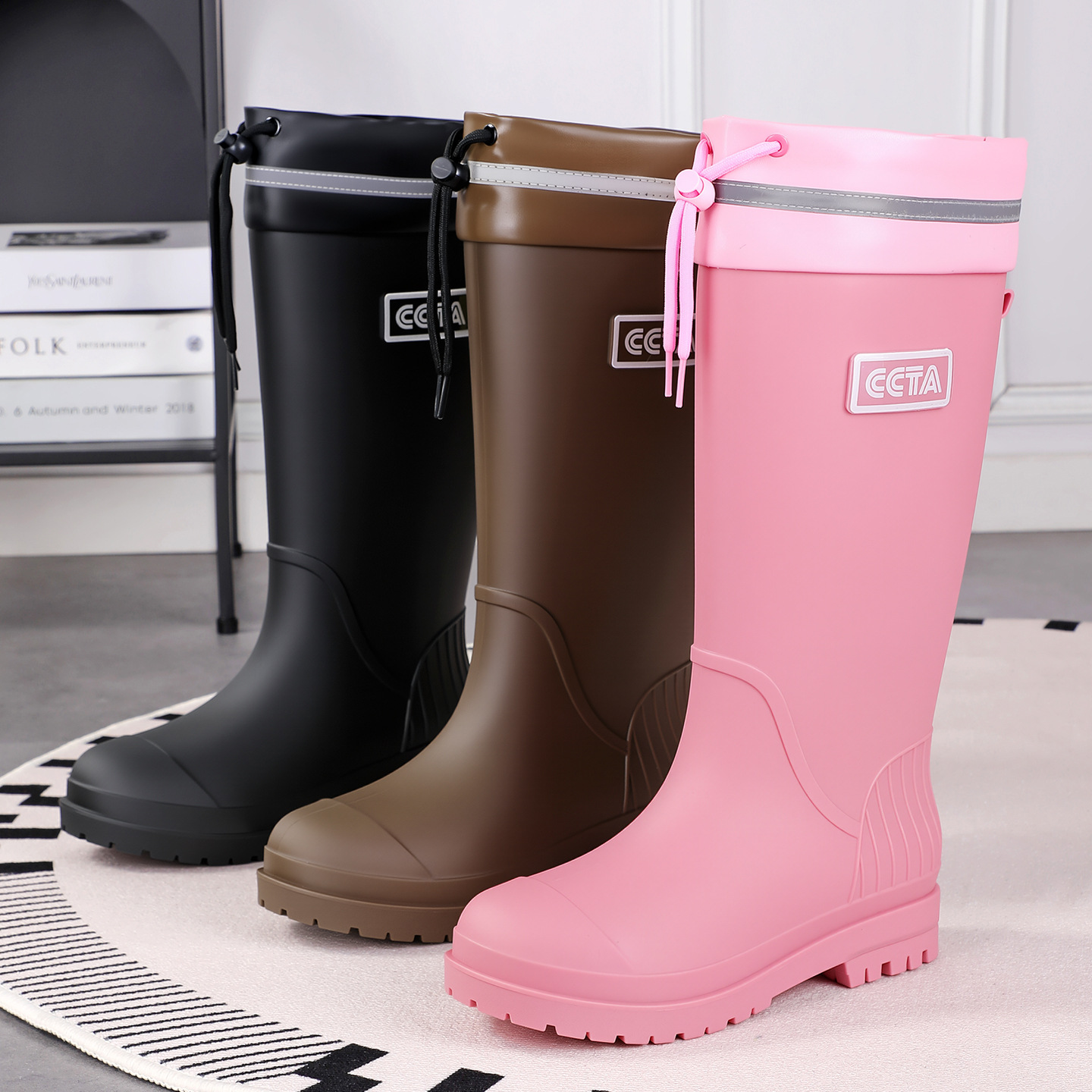 Children's High-tube With Drawstring, Over-the-knee Rain Older Children, Specially Designed School Use, Non-slip_voghion.com