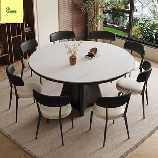 Modern Simple Household Italian Light Luxury Slate Dining Table Square and Round Dual-Purpose Small Apartment Foldable Retractable Dining Table