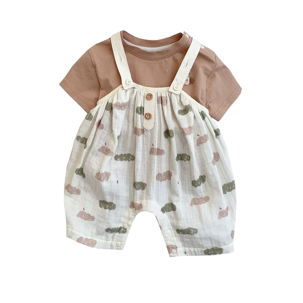 Ropa de verano para niños, babero de estilo nórdico, traje de manga corta, traje de salida suelto ligero de verano, traje de dos piezas