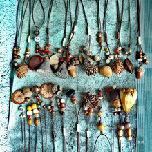 现货橡果森系植物干果毛衣链长款风配饰男女手工编织棉麻服饰项链