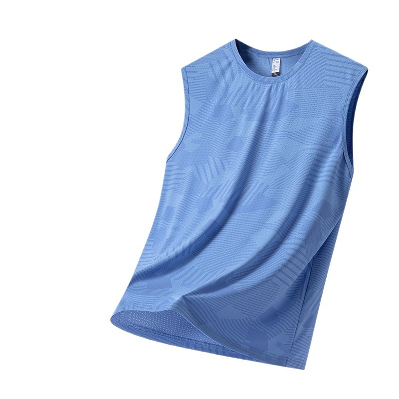 Chaleco de hielo para hombre de verano, camiseta de hombro ancho sin mangas, camiseta de hombro de secado rápido, camiseta de media manga transpirable