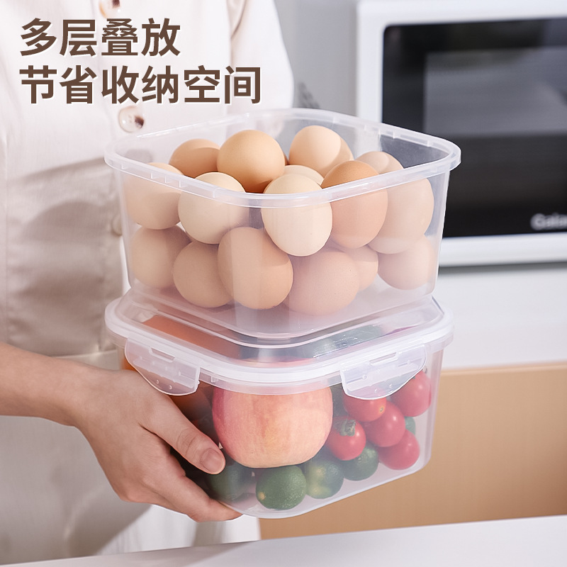 Caja de almacenamiento a prueba de fugas de gran capacidad con cubierta para refrigerador doméstico para huevos, frutas y alimentos