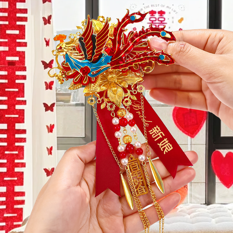 ✅ Dragon and Phoenix Corsage Set for the Groom and Bride, Complete Set of Corsages, Wedding Gifts, Wedding Preparation Supplies, Large