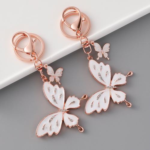 Cross-border drip oil setting diamond starry large butterfly keychain alloy women fashion bag pendant car gift wholesale