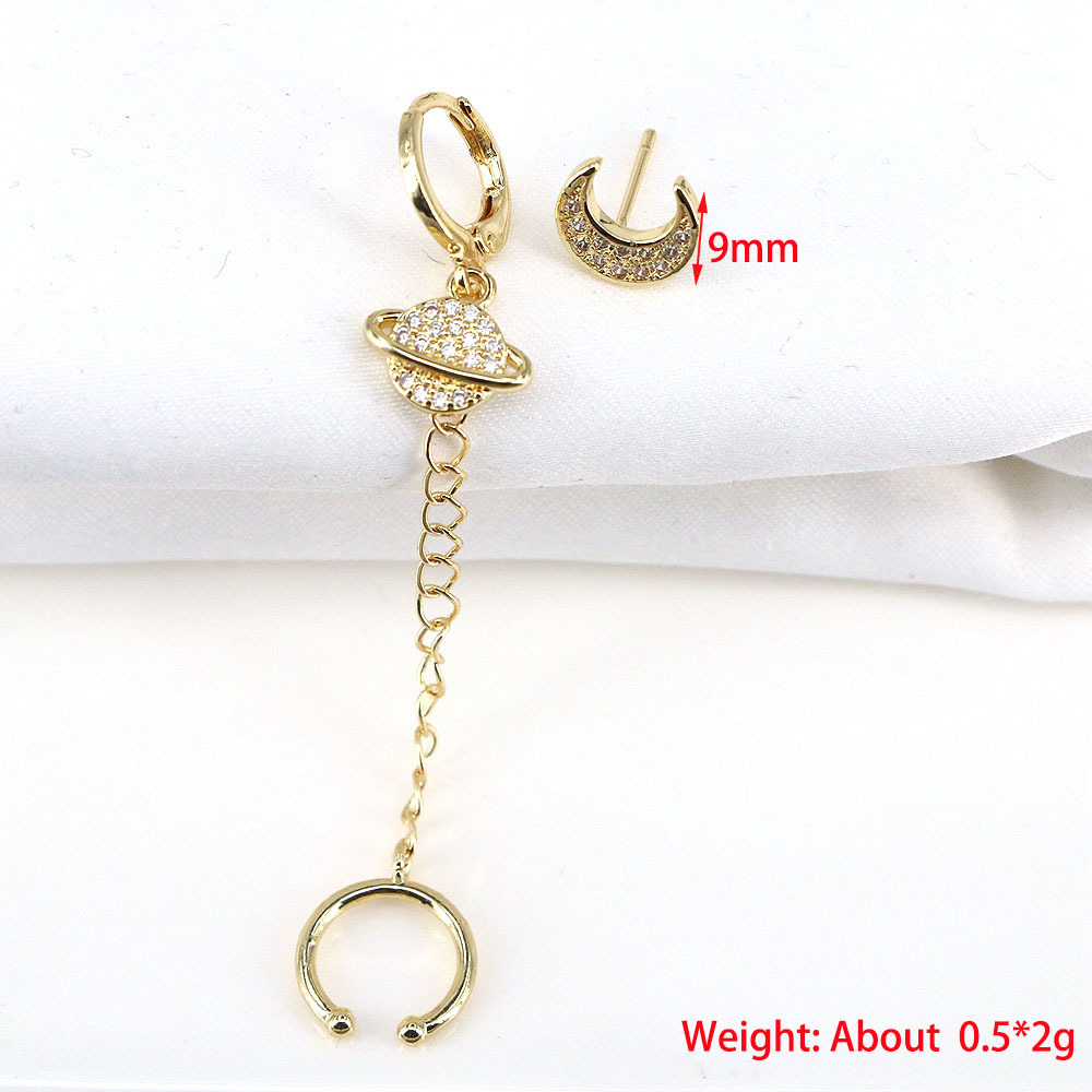European And American New Star Ear Clip Tassel Star Copper Long Earrings Female display picture 3