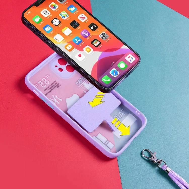 Universal anti-perdido caja del teléfono retráctil cordón crossbody multifuncional Tarjeta de cuero llavero hardware insignia cordón