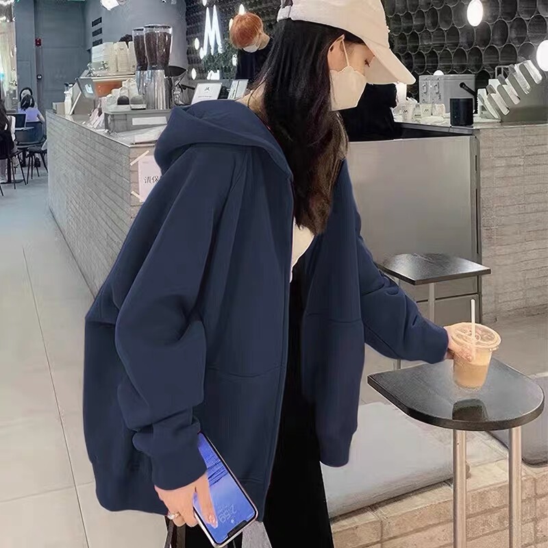 Silver Fox Velvet Fleece-Lined Zip-Up Hoodie for Women, New Loose-Fitting Jacket in European and American Style, Casual Cardigan Top for Autumn and Winter Silver Fox Velvet Fleece-Lined Zip-Up Hoodie for Women, New Loose-Fitting Jacket in European and American Style, Casual Cardigan Top for Autumn and Winter