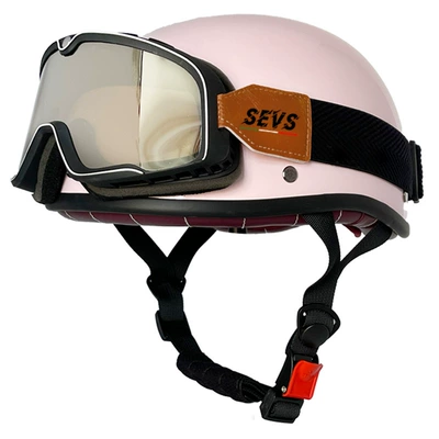 Motosiklet kaskı (dəbilqə) – 3C certification retro helmet men's - pink-large-frame-goggles-m