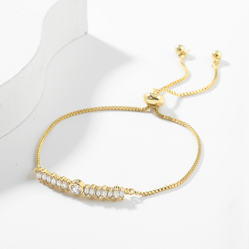 Creative copper inlaid zircon real gold electroplating pull bracelet