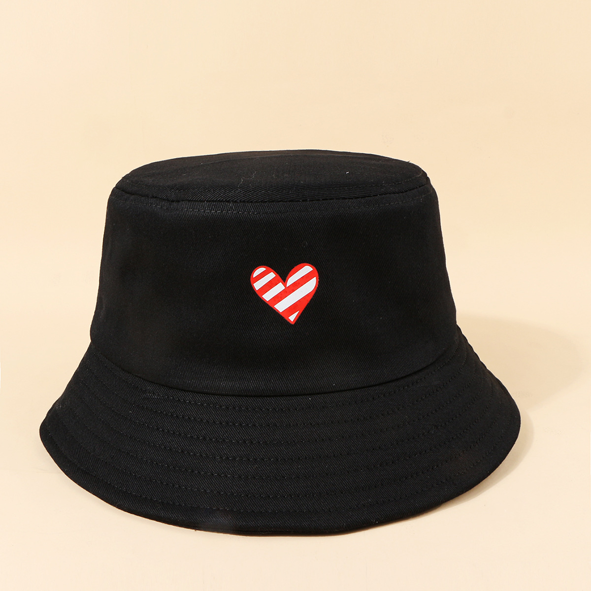 128g Weight Bucket Hat Hats Type Daily Occasion Cotton Material Heart Shape Pattern All Seasons Season Women'S Gender Heart Design Simple Style Style Wide Eaves Rim Women's Simple Style Heart Shape Heart Wide Eaves Bucket Hat 16