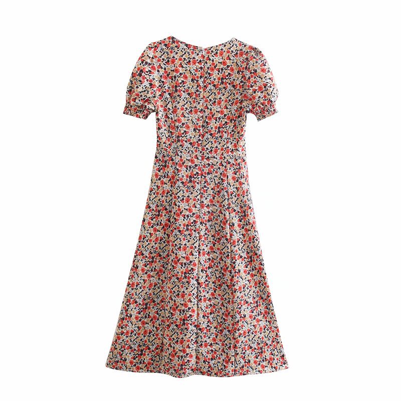 printed split short-sleeved lapel dress NSAM38030