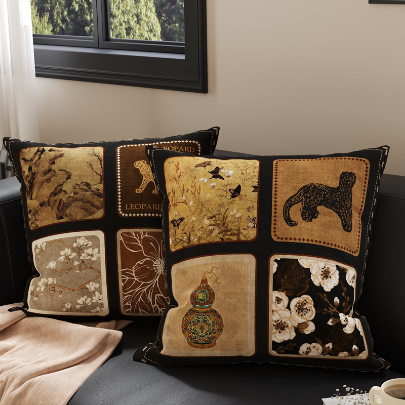 American Mid-Century Style Pillow Case, Pillow Cushion, Bedside Bed, Living Room Sofa Back Cushion, Waist Pillow with Core, Removable and Washable