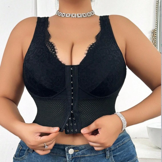 Cross-Border Popular Tk Hot-Selling Shapewear Bra with Buttons, Tummy Control, and Lift-Up Vest, Hollow Breathable, Factory Direct Sale