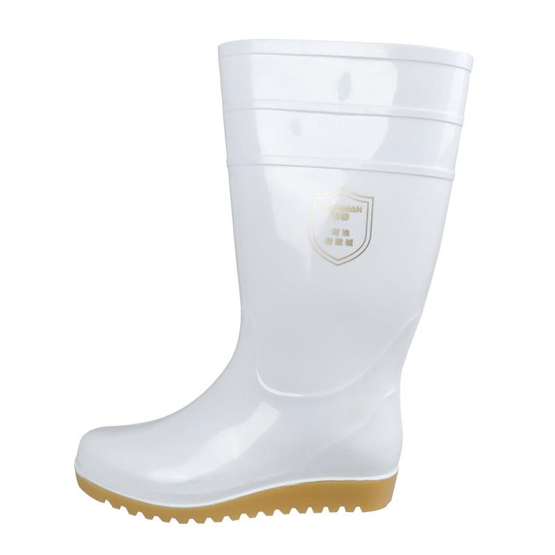 King's 808 White Food Boots Waterproof Oil Resistant Anti-Slip Water Boots Acid and Alkali Resistant PVC Rain Boots Mid-Calf/High-Calf 