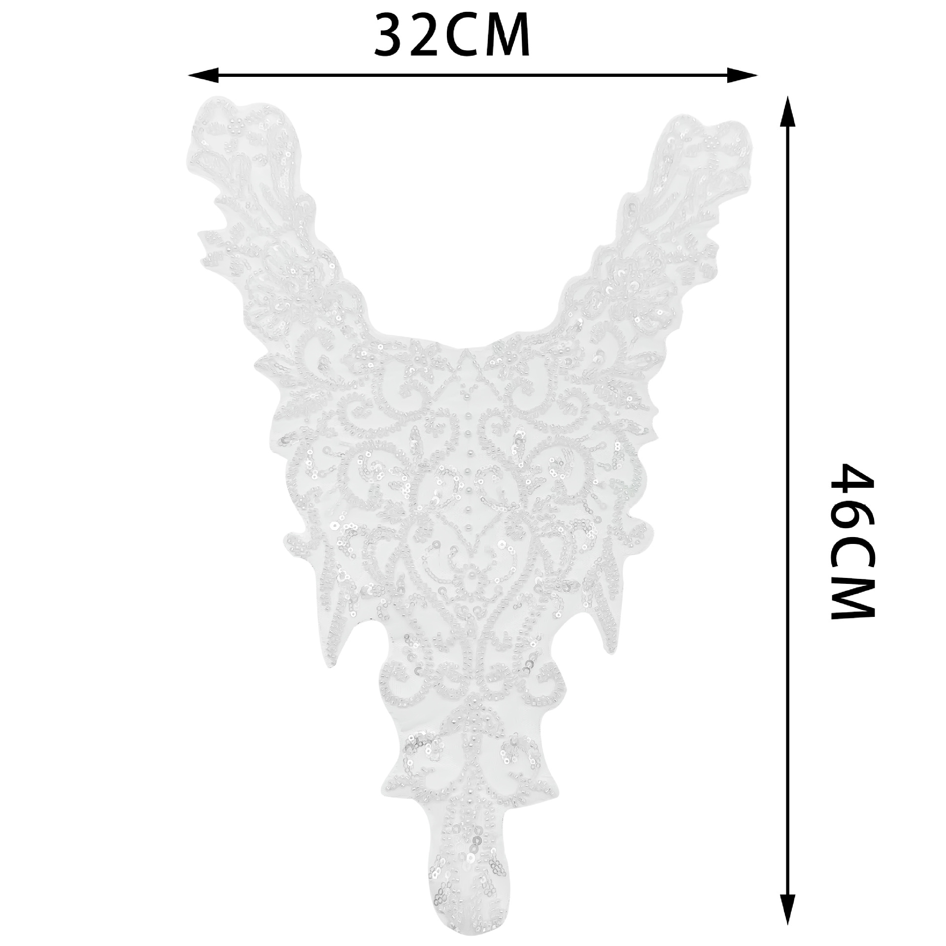 Flores de bordado de sequillas de encaje DIY vestido de novia blanco cuello hueco decoración en el cuello image 6