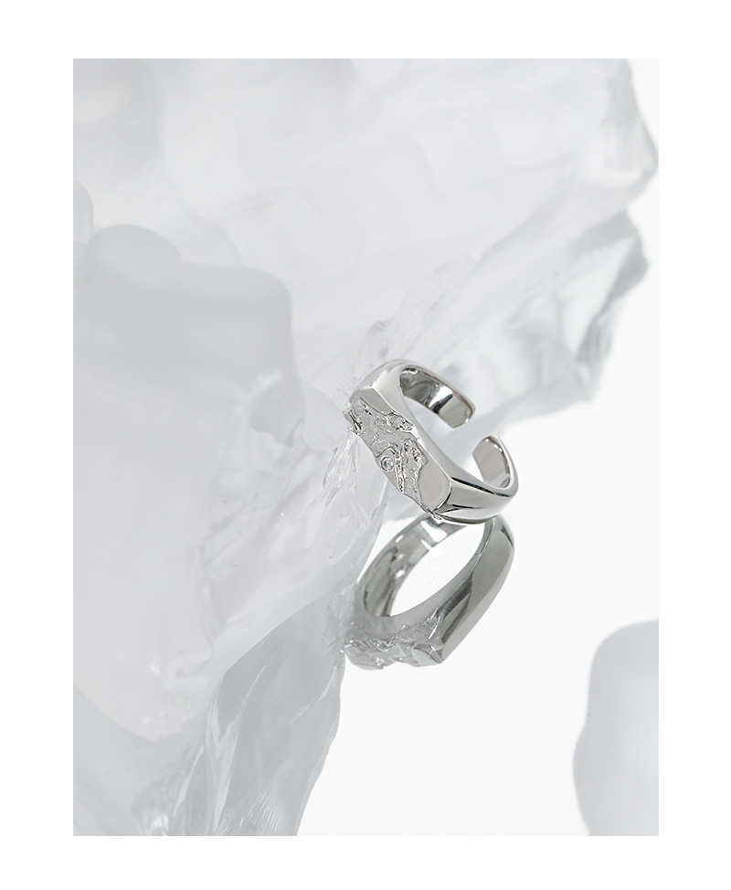 Conception De Niche Coréenne Irrégulière S925 Bague Ouverte En Argent Sterling Avec Zircon Micro-incrusté Femelle display picture 2