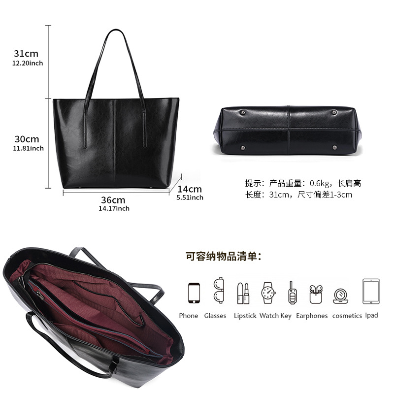 Vintage Large Leather Bag For Women, 2026 New Model, High-Capacity Genuine Leather Tote, Versatile Urban Shoulder Bag - Thumbnail 4