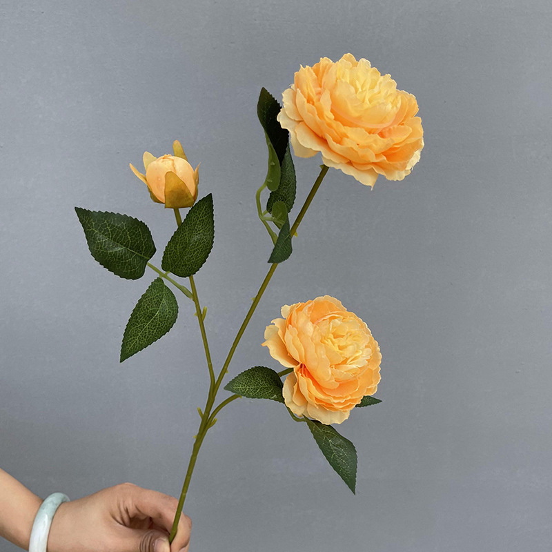 3 Head peonies-light orange