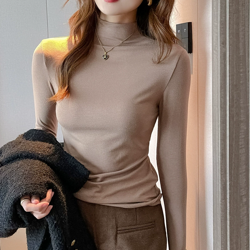 Long-Sleeve High-Collar T-Shirt, Slim Fit Autumn Demi-Season, Sizes S–XL