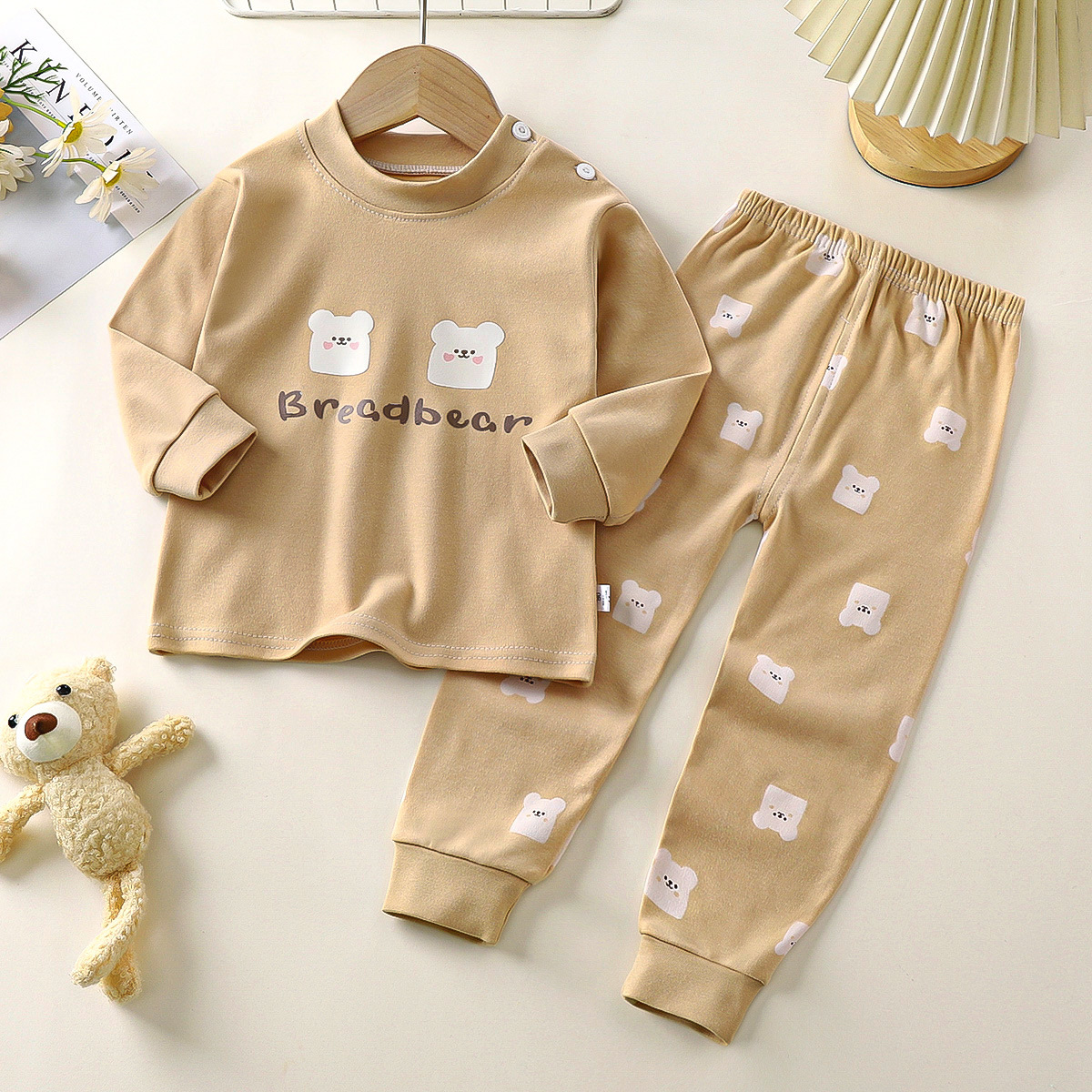T-M 순면 슈트 (어스 컬러 곰 두 마리)