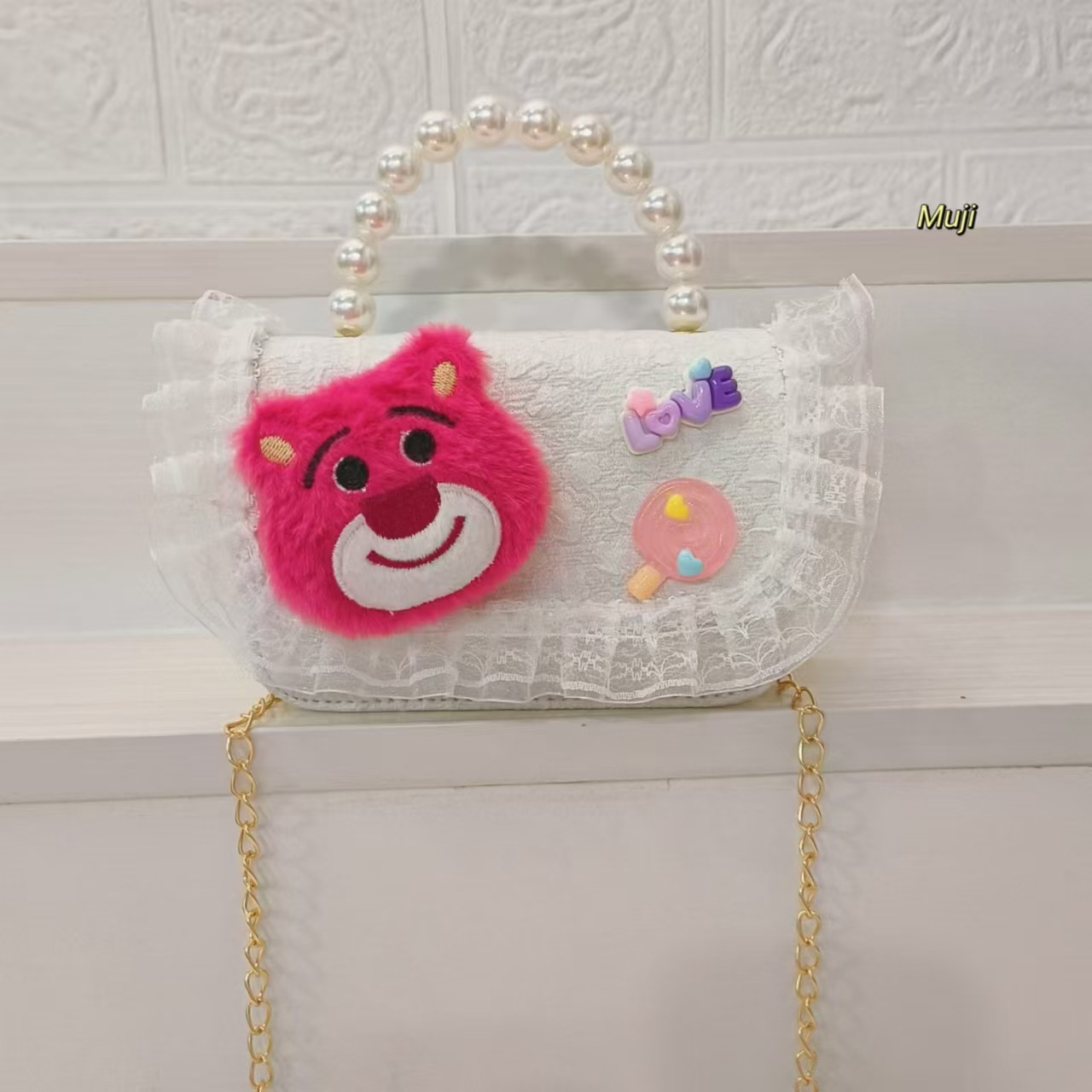 Bolso de perlas bolso de hombro bolso de cambio bolso de princesa bolso de dibujos animados bolso de fresa oso bolso de niños bolso de cadena