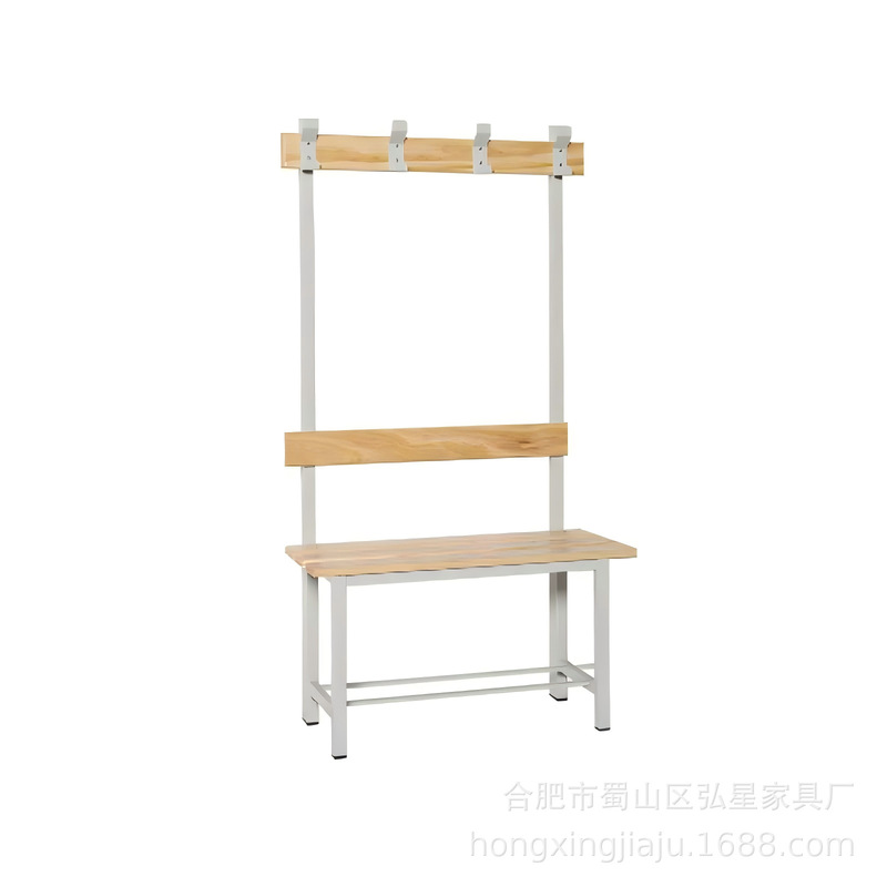 Cross-Border Foreign Trade Galvanized Steel Frame Solid Wood Stool Dressing Bench Clothes Hanger Coat Rack