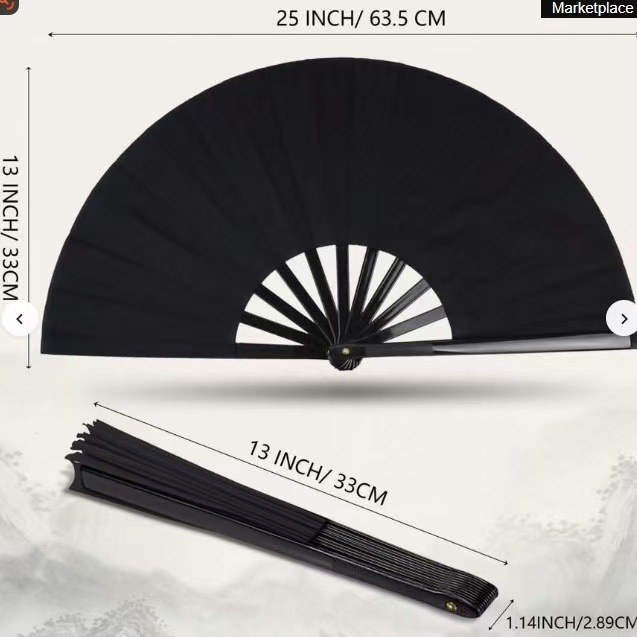 Kung Fu Fan Making Fan Wordless Taiji Fan Sound Fan Children's Performance Fan Plastic Martial Arts Practice Red Fan Dance Fan