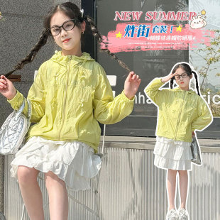 Girls' Sun Protection Clothing 2025 Summer New Style Kidsren's Style Sun Protection Clothing Jacket Girls Korean Style Casual Thin Tops