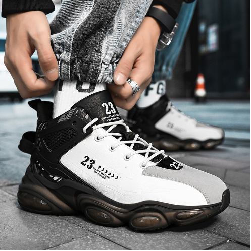 2024 New Men's Shoes Spring and Autumn Youth Practical High-Top Basketball Shoes Student Casual Sports Shoes Live Broadcast Dropshipping