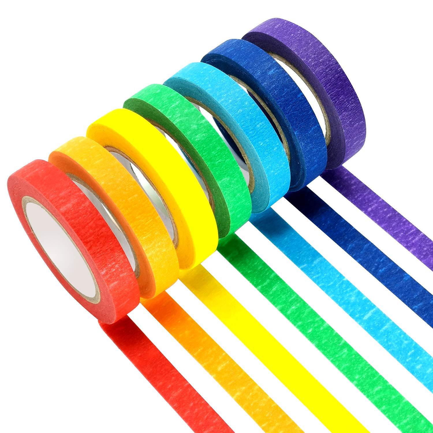 Cintas de papel de color para niños diy alta viscosidad azul de papel de belleza artístico enmascarado mano desgarrable cinta de papel de separación de colores