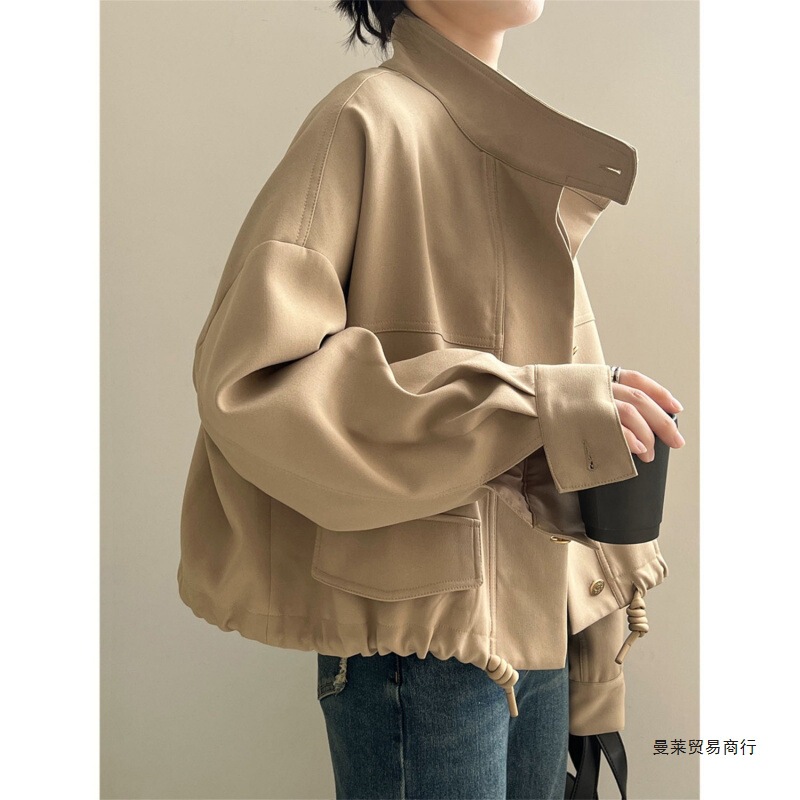 Korean Style Retro Short Bomber Jacket for Women 2025 Spring New Loose American Casual Motorcycle Coat Korean Style Retro Short Bomber Jacket for Women 2025 Spring New Loose American Casual Motorcycle Coat
