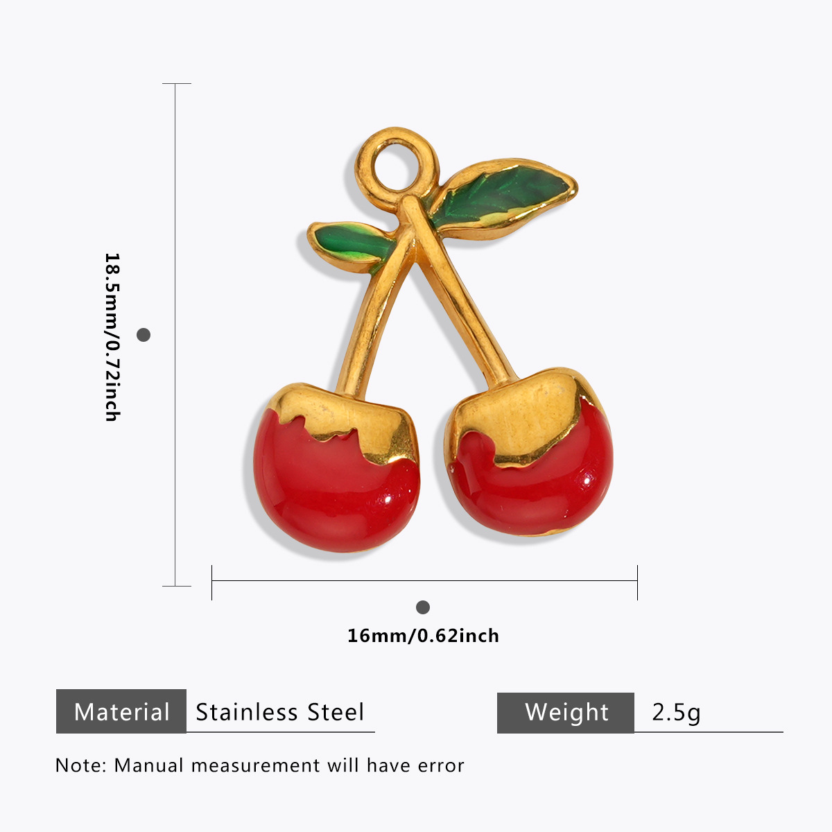 125g Weight Pendant Jewelry Making Type 11 * 15mm, 16*18.5mm, 6*20.5mm Jewelry Making Size Zircon Inlay Material DIY Jewelry Accessories Classification 1 Piece Quantity 304 Stainless Steel Material Rainbow, Cherry, Strawberry, Snails, chili Pattern All Seasons Season Polished Finish Enamel, Inlay Design Sweet Style 1 Piece 11 * 15mm 16*18.5mm 6*20.5mm 304 Stainless Steel Zircon Rainbow Cherry Strawberry Polished Pendant DIY Jewelry Accessories 7