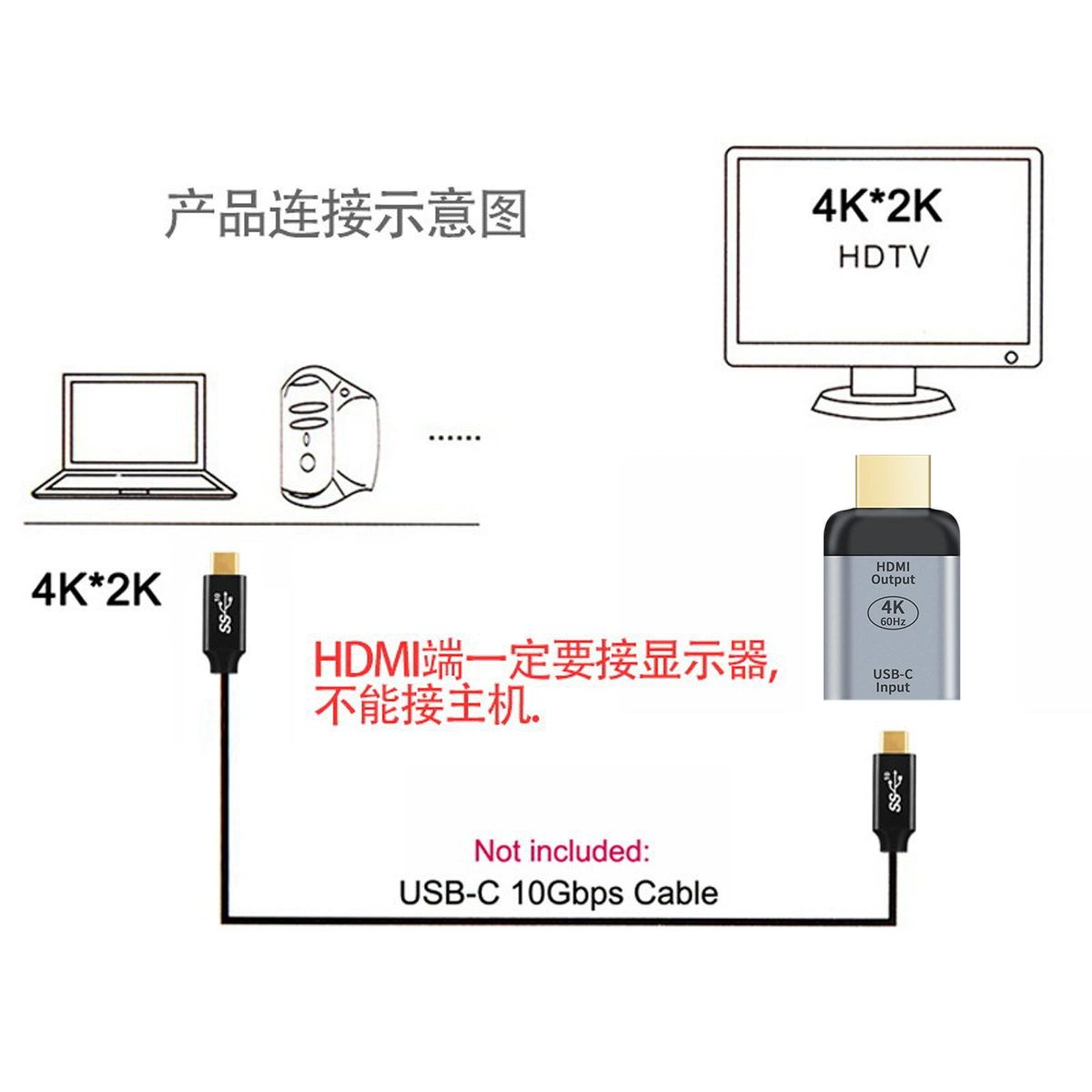 USB3.1 переходник от материнской платы к HDTV DP, конвертер Type C в HD 4K ноутбук/телефон к ТВ UC-012