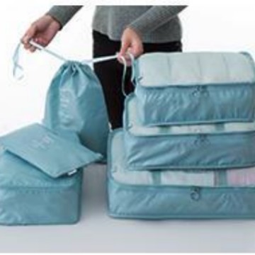 Set de bolsas de viaje de sarga, organizadores de ropa 6–8 piezas para maleta.