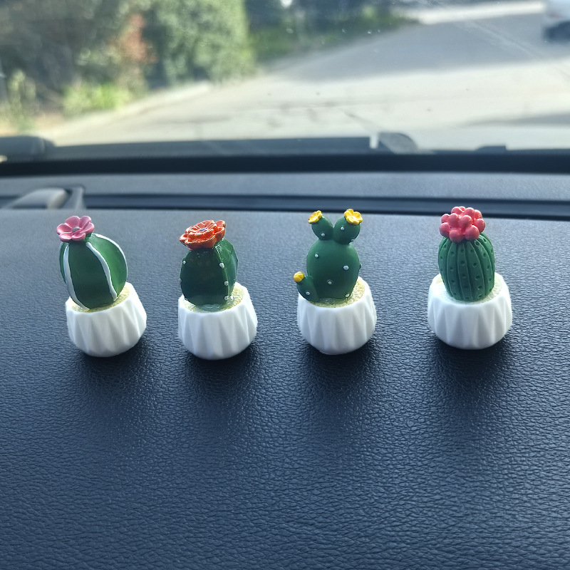 Cartoon net net net cactus suculento interior de coche pequeños accesorios decoración de coche consola central de coche decoración de coche