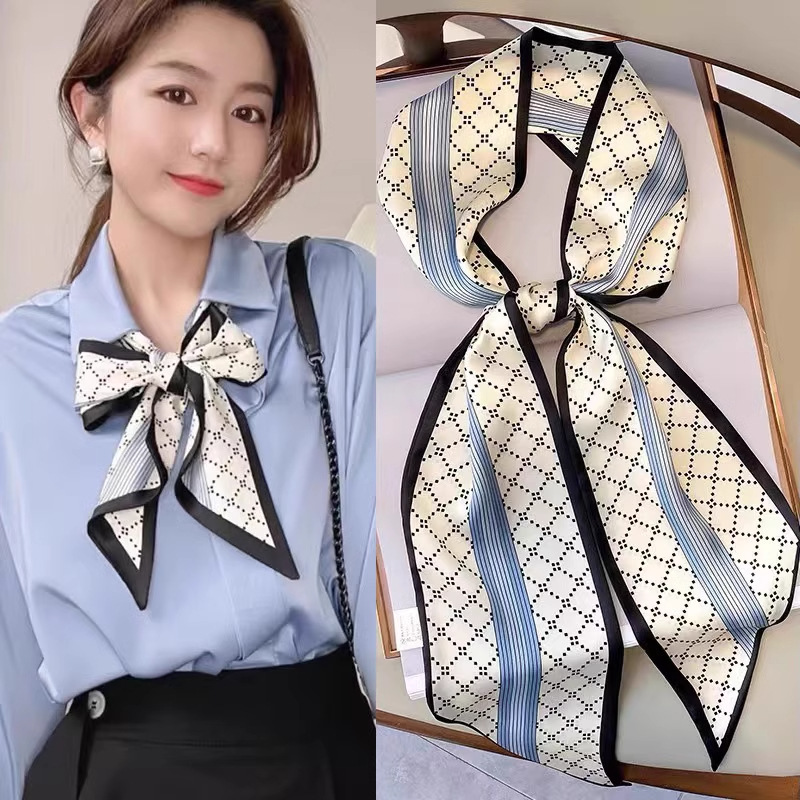 프랑스 패션 서양식 우아한 헤어 밴드 긴 스카프 작은 긴 스카프 셔츠 작은 스카프 우아한 리본 헤드웨어