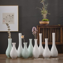 观音禅意陶瓷小花瓶花插净白玉玉净瓶供佛青花瓶花瓶桌面摆件茶道