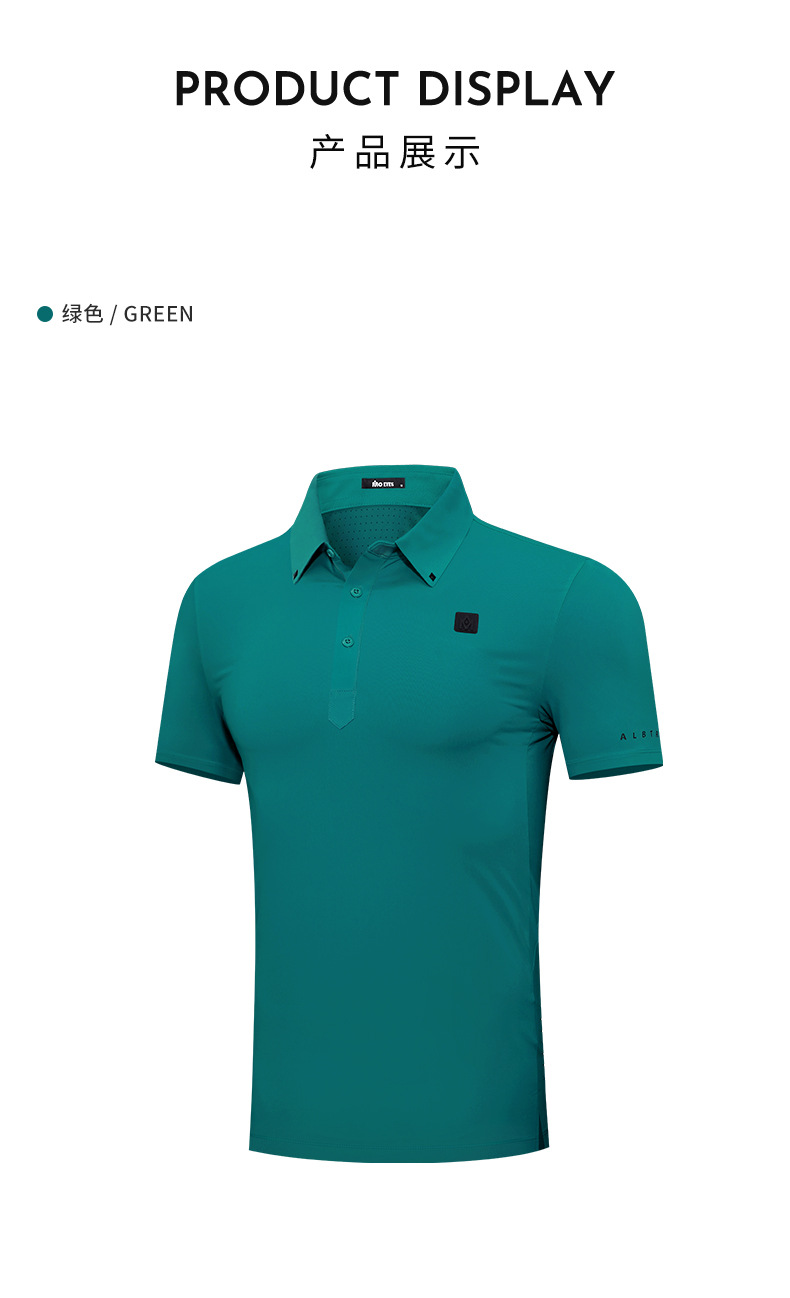 Áo phông thể thao nam ngắn tay chơi golf MMO EYES, chất liệu co giãn cao thoáng khí — M23YF002-Áo màu xanh lá cây, M23YF005-Áo màu xám, M23YF004-Áo màu đen, M23YF005-Áo màu trắng chi tiết 42
