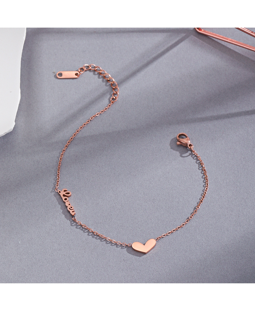 7g Weight PVD Coated Gold Plating Process 304 Stainless Steel Pendant Material Bracelets Classification Simple Style Heart Shape 304 Stainless Steel Stainless Steel Bracelets In Bulk