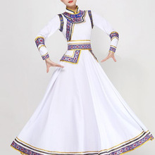 新款蒙古舞蹈服女成人蒙古袍演出服长款少数民族服装蒙族草原服装