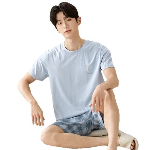 Men's Summer Short Sleeve Modal Casual Homecoming Pajamas with Cooling Effect, Can Be Worn Outside, Plus Size