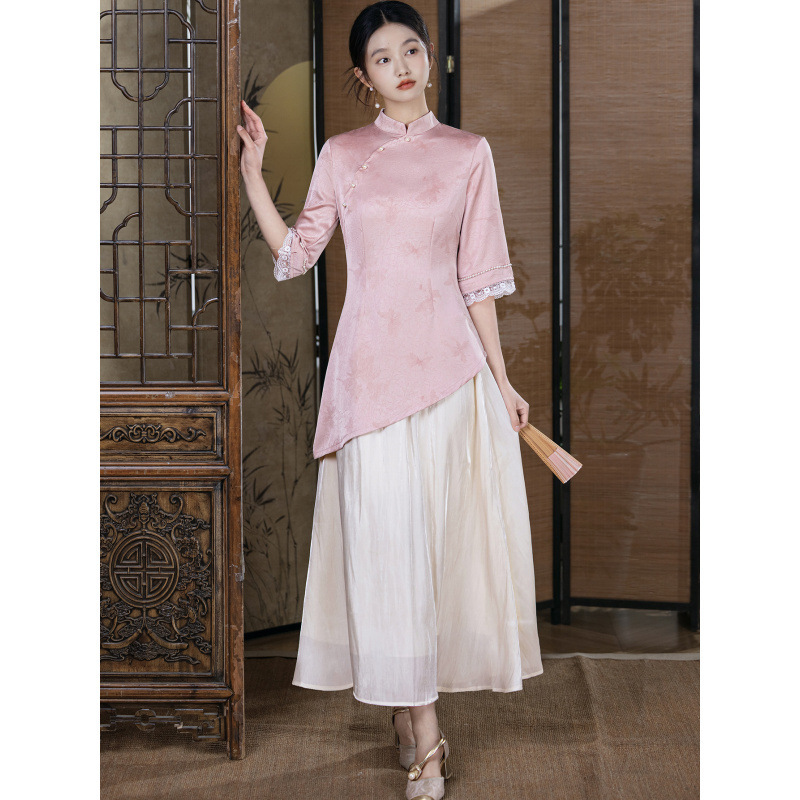 National Style New Chinese-Style Aodai Spring and Autumn Three-Quarter Sleeve Qipao Improved 2026 New Retro Dress Set National Style New Chinese-Style Aodai Spring and Autumn Three-Quarter Sleeve Qipao Improved 2026 New Retro Dress Set