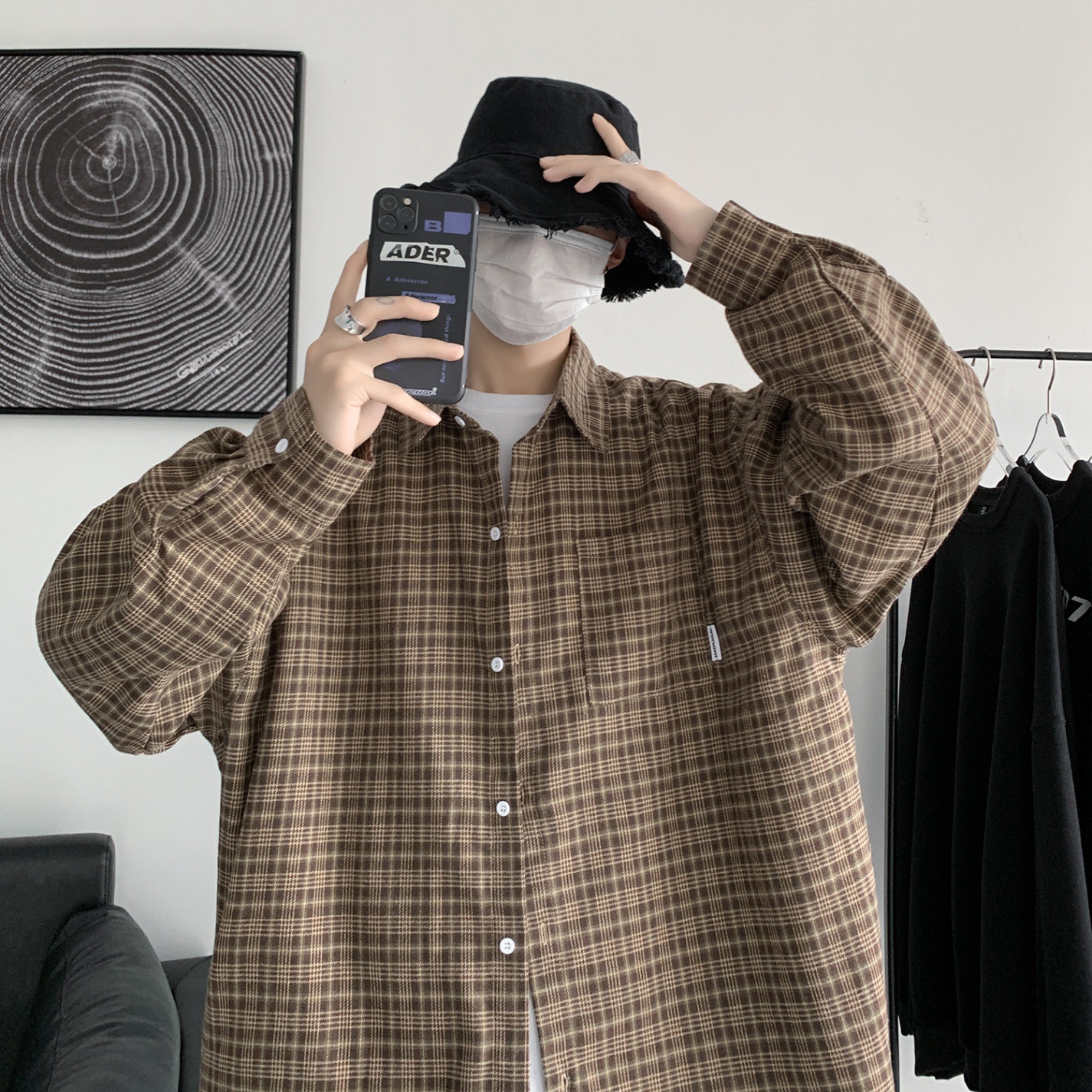 Checkered Long Sleeved Shirt For Men, Autumn Retro And Cool Jacket, Spring And Autumn Shirt_voghion.com