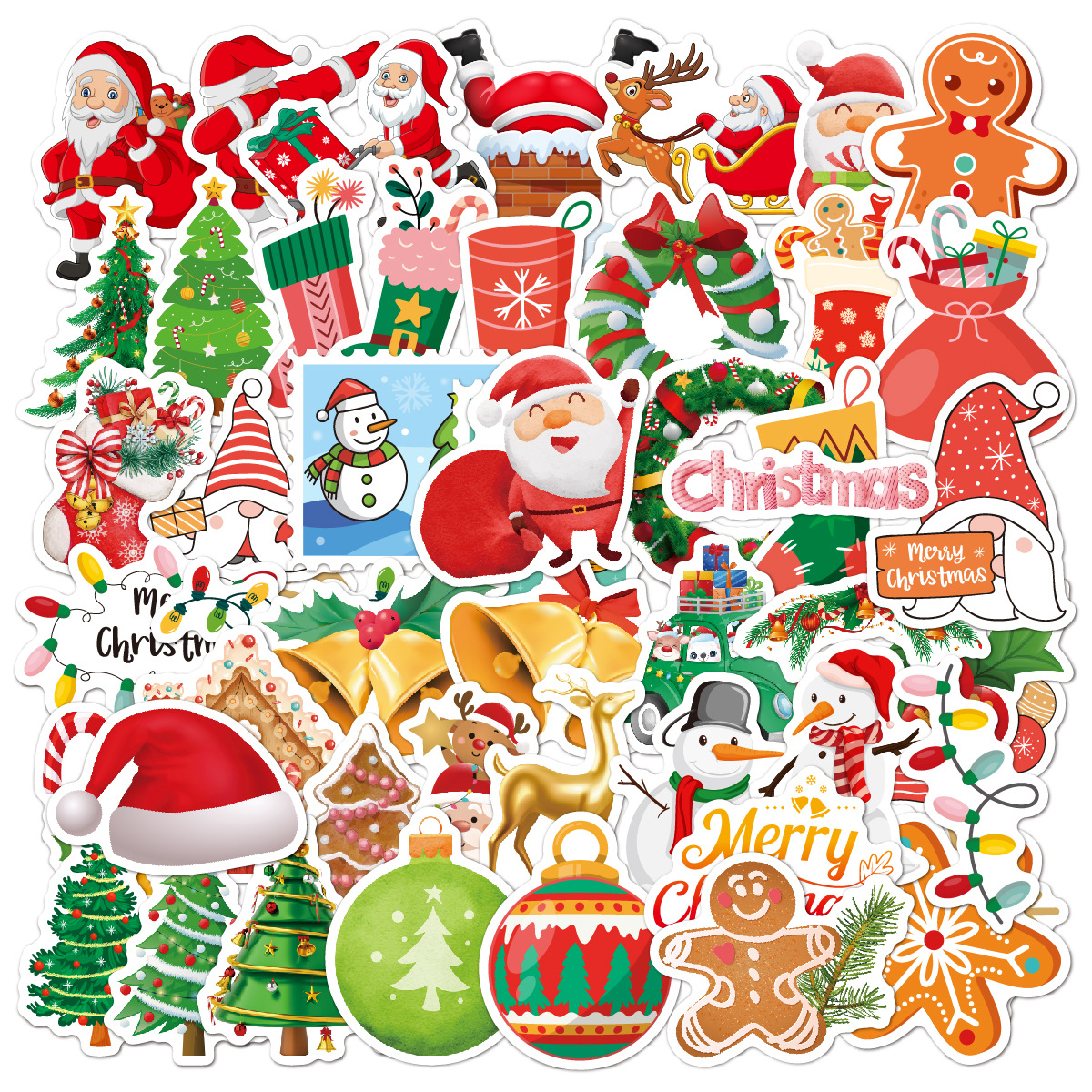 Pegatinas De Decoración De Navidad De Dibujos Animados Bonitos 50 Piezas Al Por Mayor display picture 1