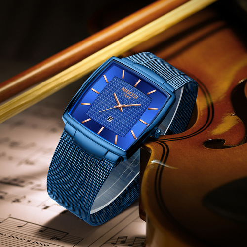 Original equipment manufacturer nibosi new men's watch casual square personalized mesh band watch water-resistant calendar student watch