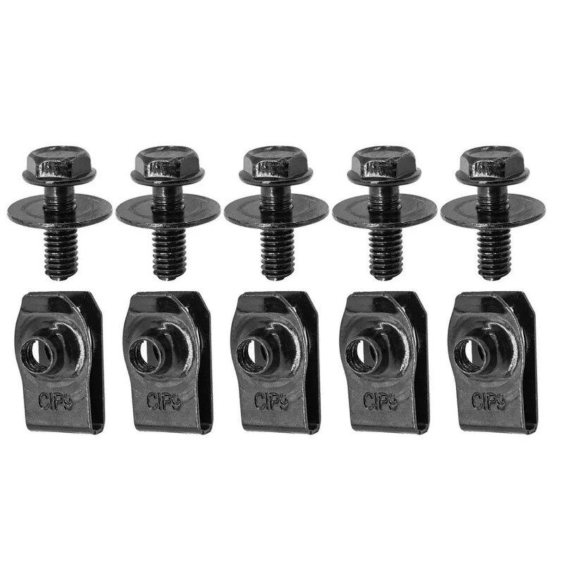 M6 Pointed Screw Car Buckle Black Zinc-Plated Hexagonal Head Self-Tapping Screw U-Shaped Fixed Gasket Fender Screw Buckle