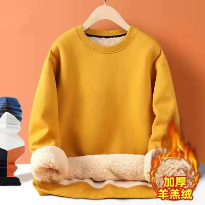 Suéter con capucha forrado de lana de los hombres engrosada caliente suelta estudiante con capucha suéter de los hombres marca de moda ins abrigo de lana de cordero