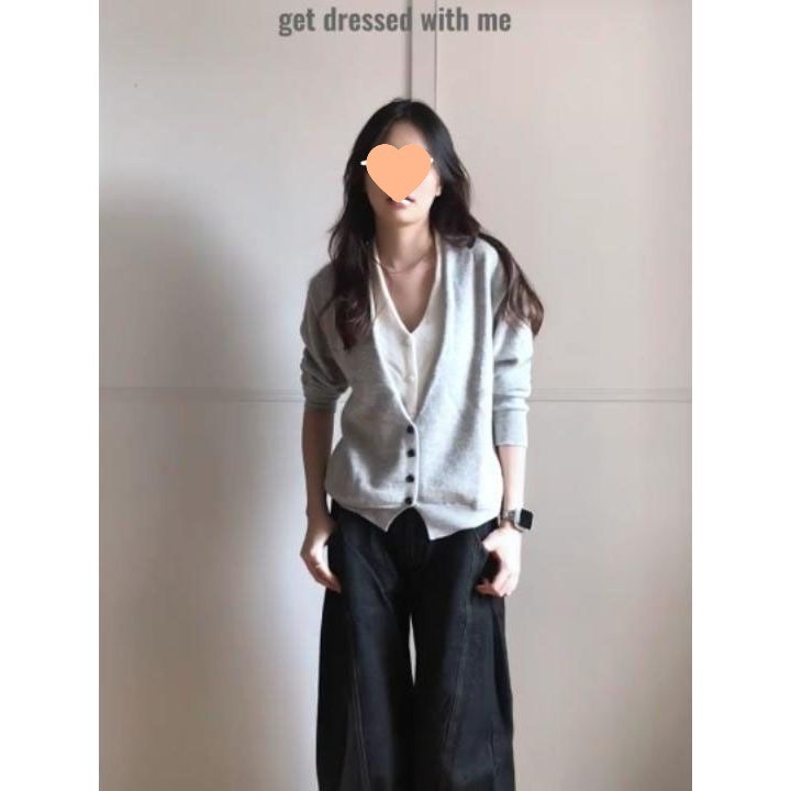 蜜妃儿复古撞色v领假两件针织衫外套女秋冬修身感时尚上衣潮|undefined