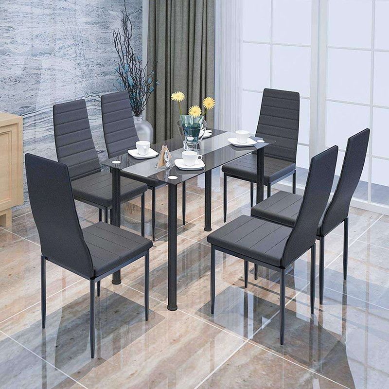 Mesa de comedor de vidrio temperado mesa de comedor casera combinación de mesa de mesa de negociación moderna simple