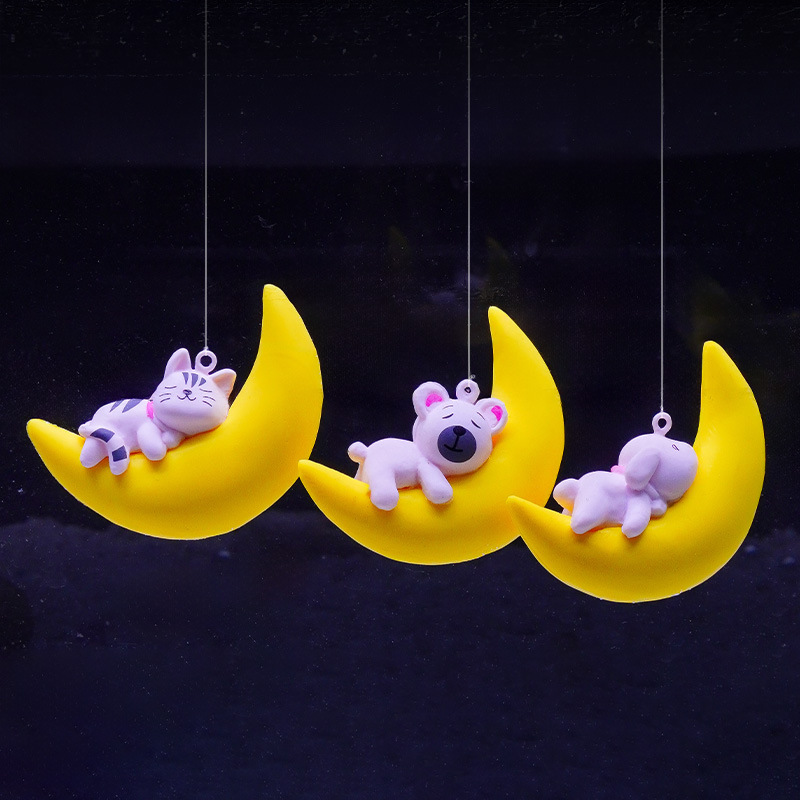 Adorno Flotante de Oso de la Luna para Acuario de PVC, Decorativo, para Pecera
